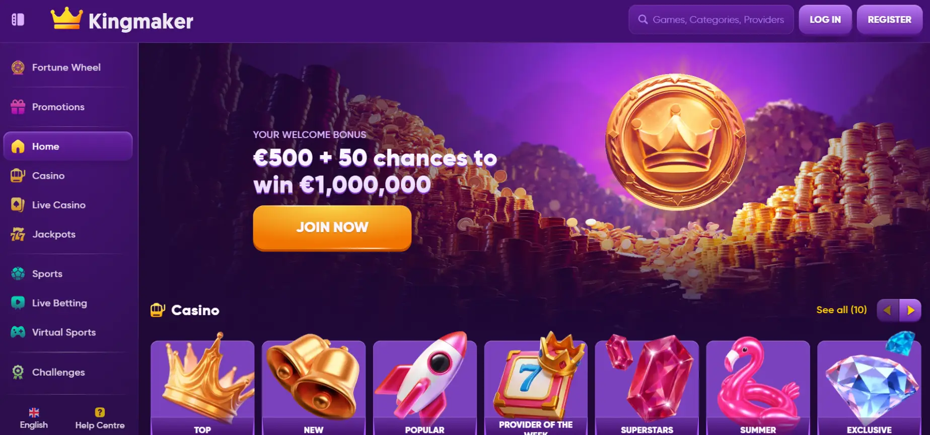 Kingmaker Casino Screen