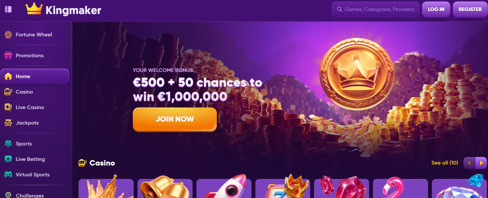Kingmaker Casino Screen